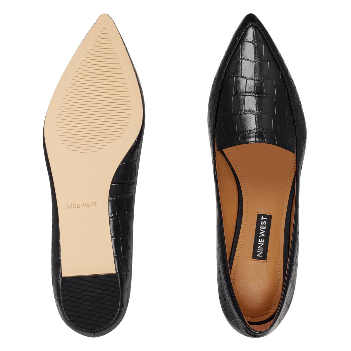 Nine West Abay Smoking Flats Dam Svarta | 4803IYZND