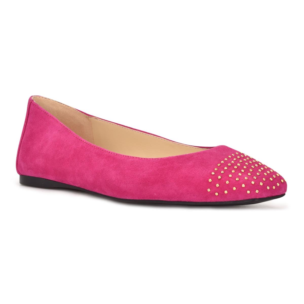 Nine West Aloha Studded Square-Tå Ballerina Dam Rosa | 7015FDHSQ