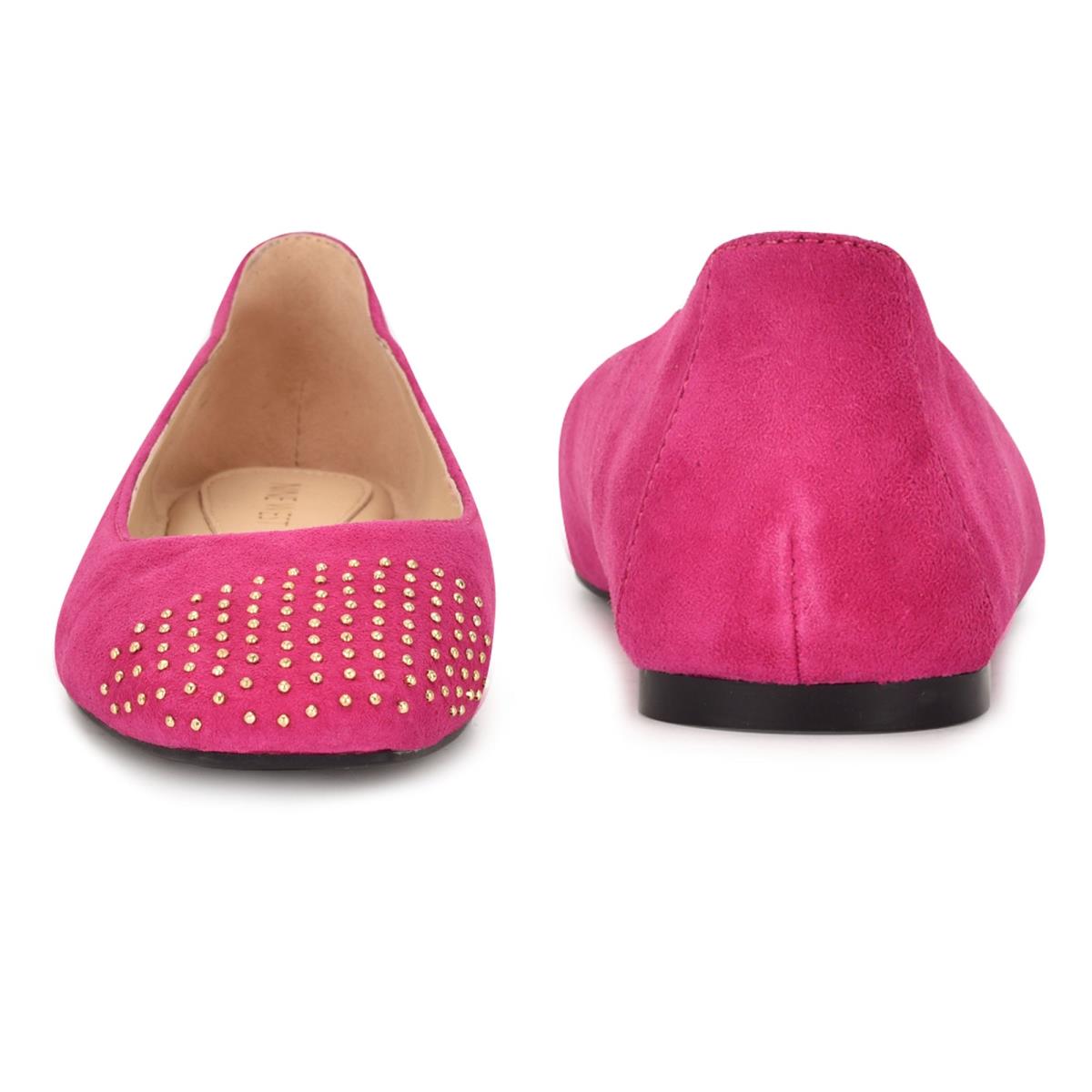 Nine West Aloha Studded Square-Tå Ballerina Dam Rosa | 7015FDHSQ