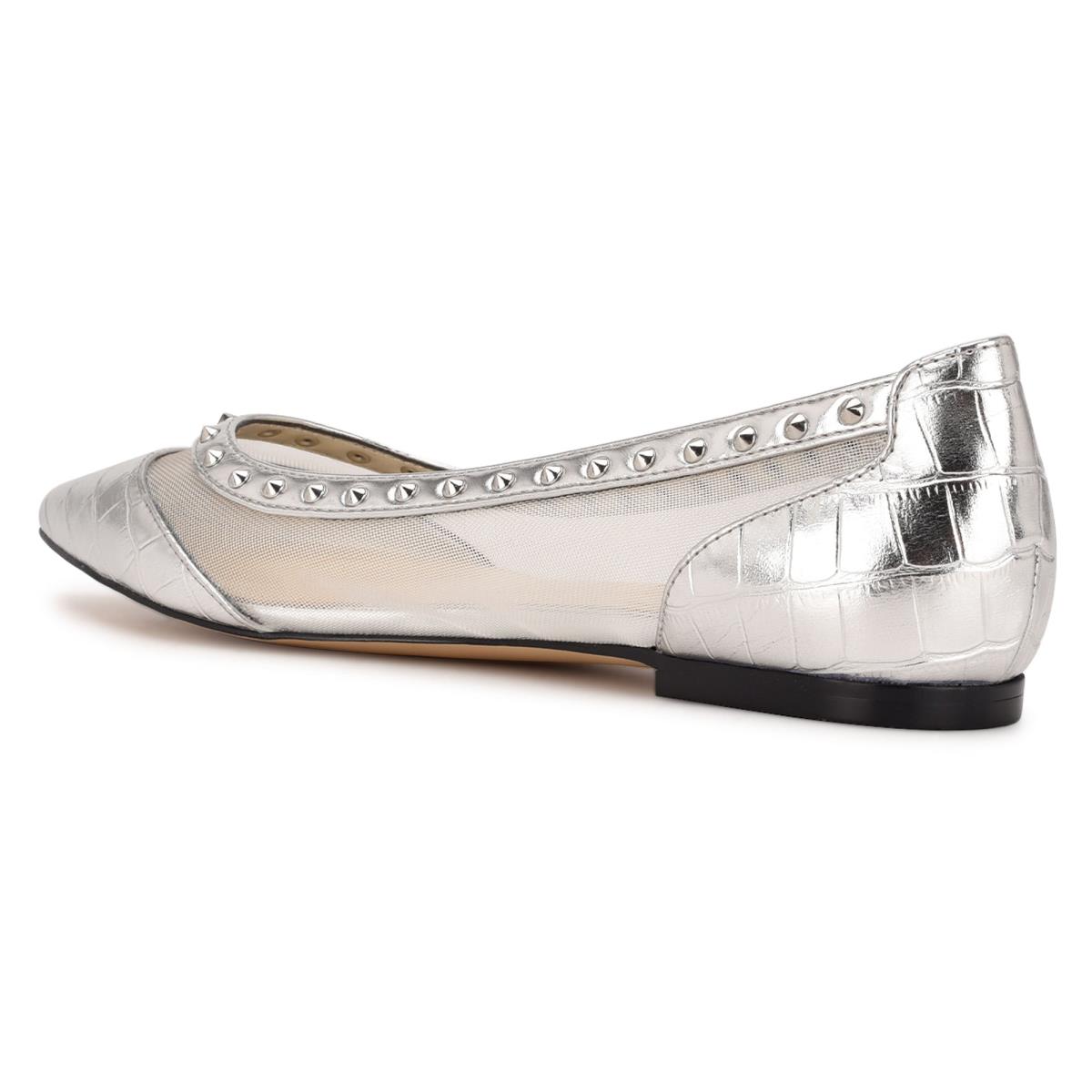 Nine West Bizzie Pointy Tå Ballerina Dam Silver | 8619LJZQI