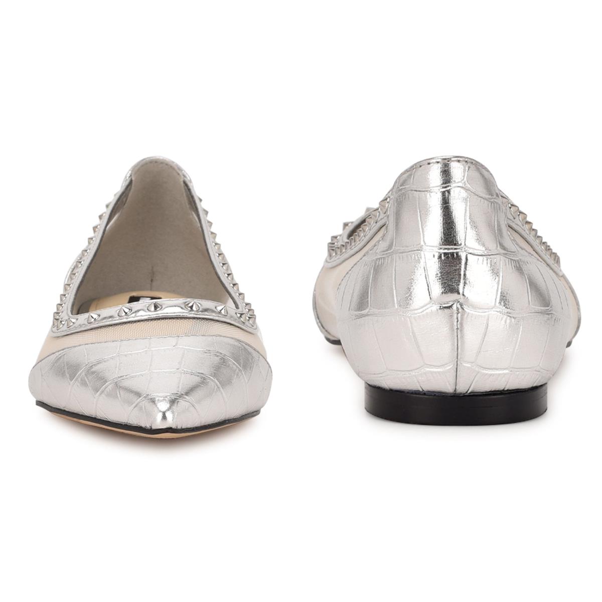 Nine West Bizzie Pointy Tå Ballerina Dam Silver | 8619LJZQI