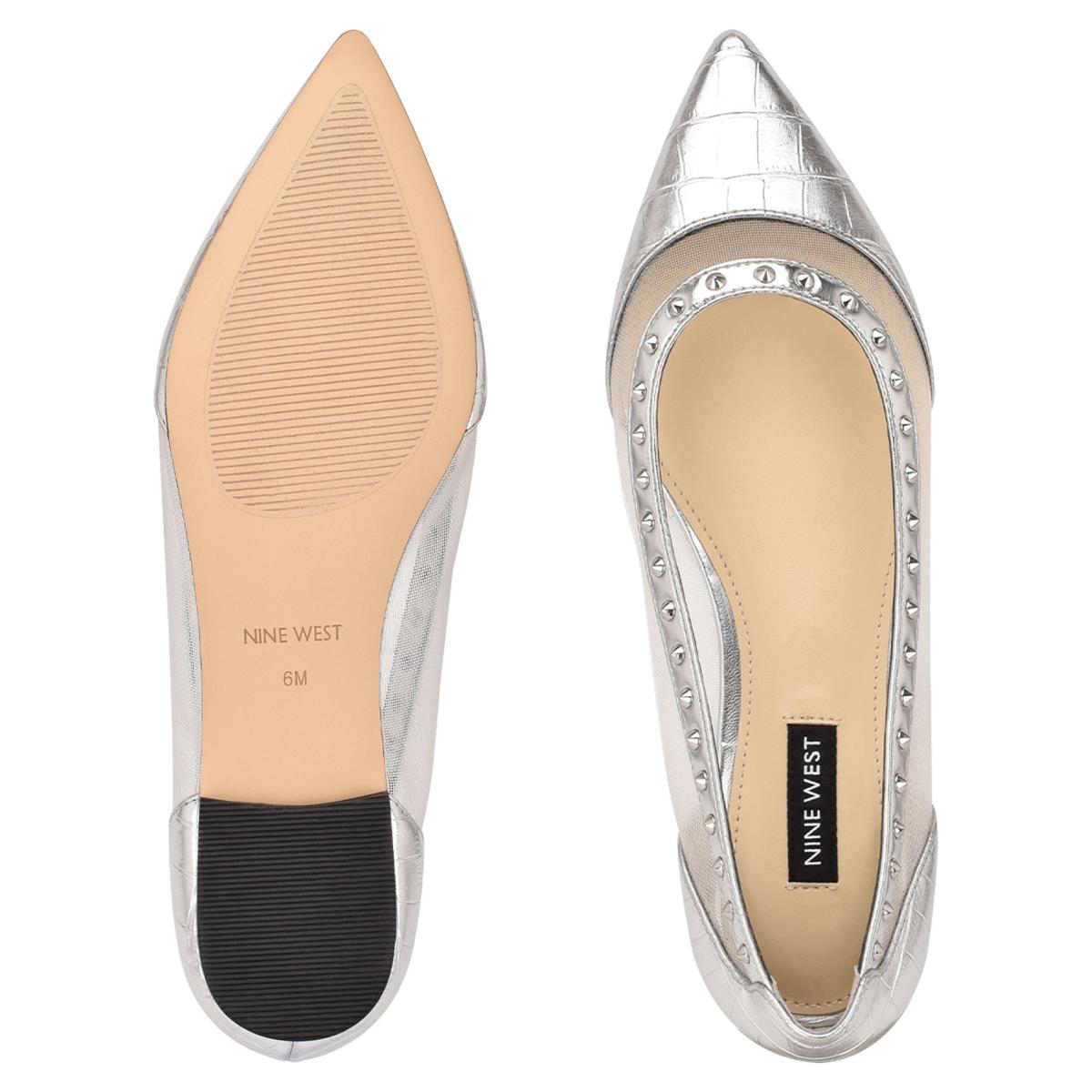 Nine West Bizzie Pointy Tå Ballerina Dam Silver | 8619LJZQI