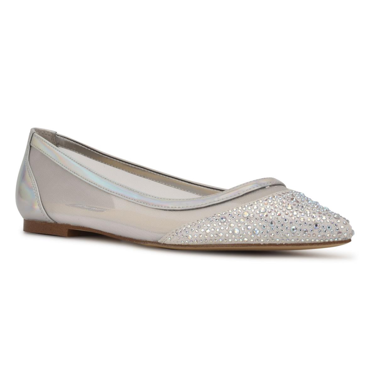 Nine West Bogus Pointy Tå Ballerina Dam Beige Silver | 4273XSQEL