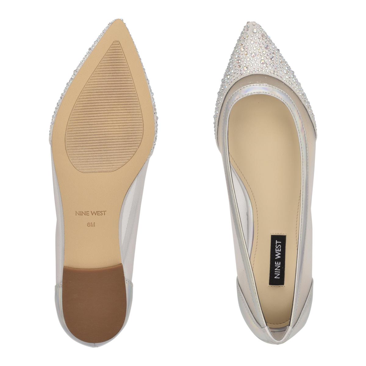 Nine West Bogus Pointy Tå Ballerina Dam Beige Silver | 4273XSQEL