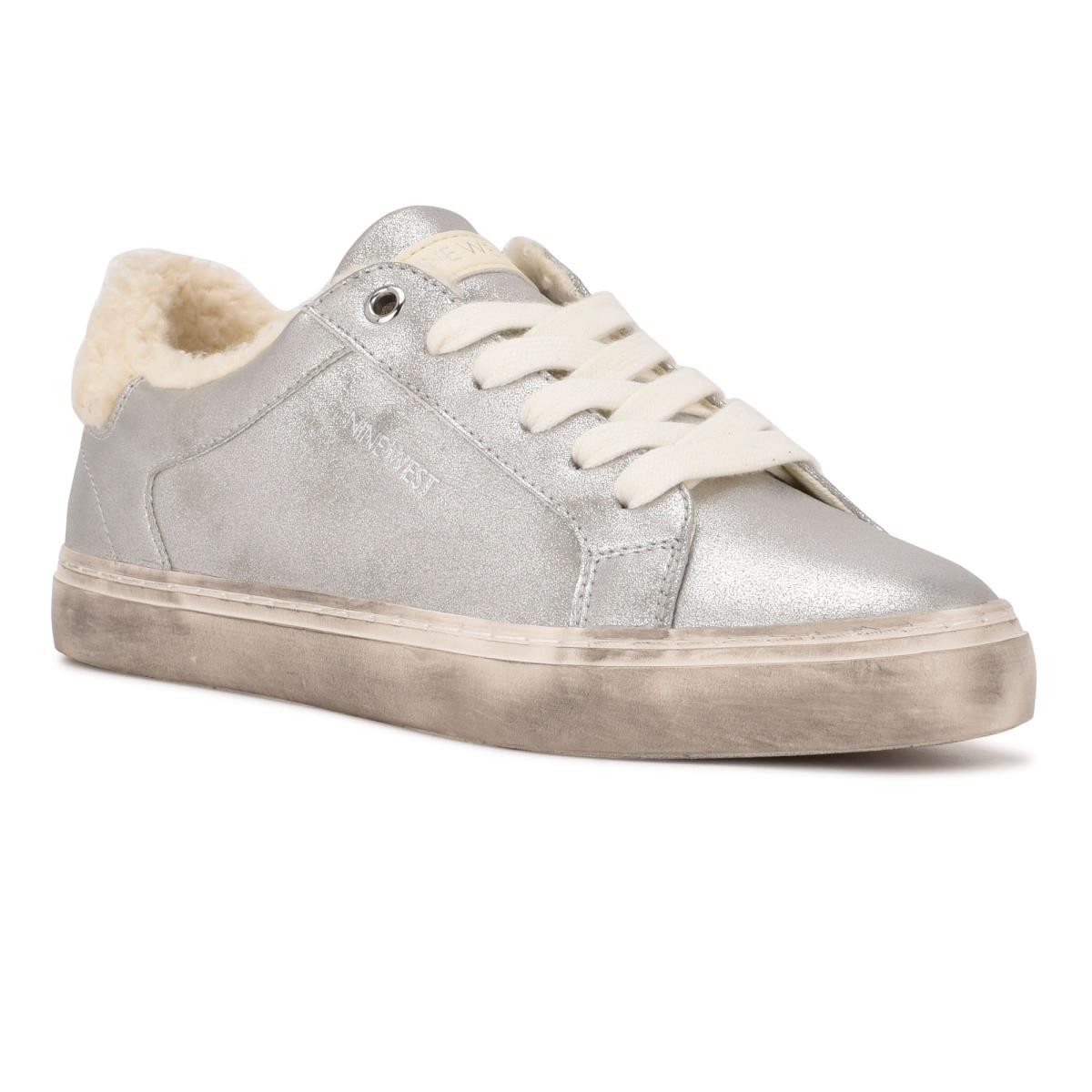 Nine West Bribe Casual Sneakers Dam Silver | 4362DRLUT