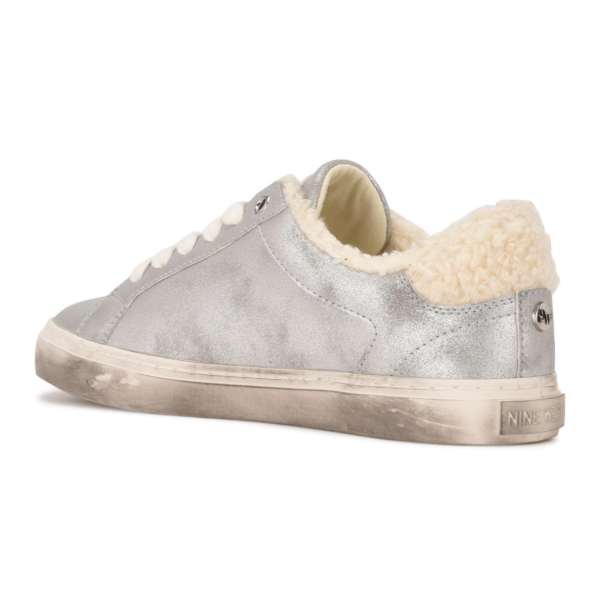 Nine West Bribe Casual Sneakers Dam Silver | 4362DRLUT