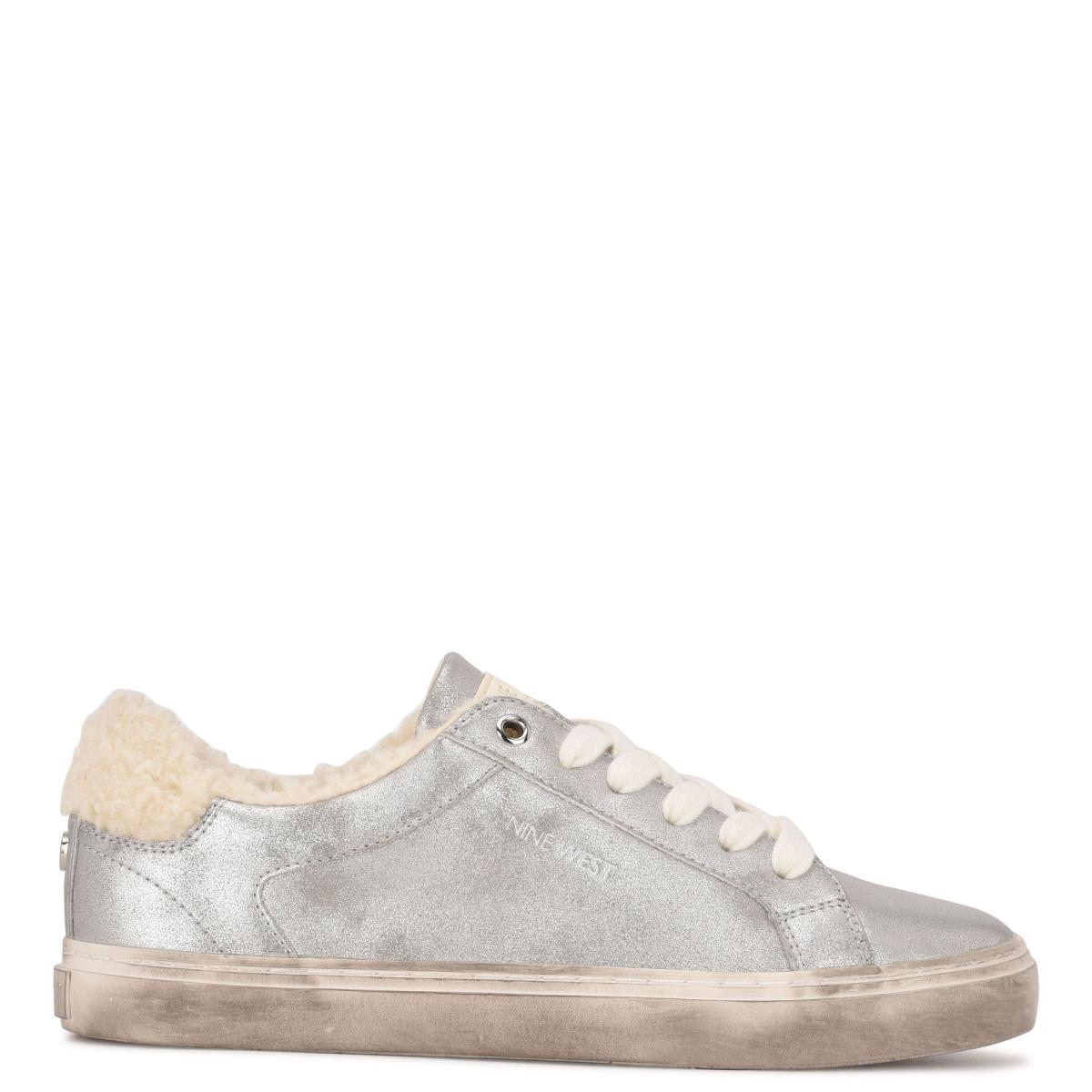 Nine West Bribe Casual Sneakers Dam Silver | 4362DRLUT