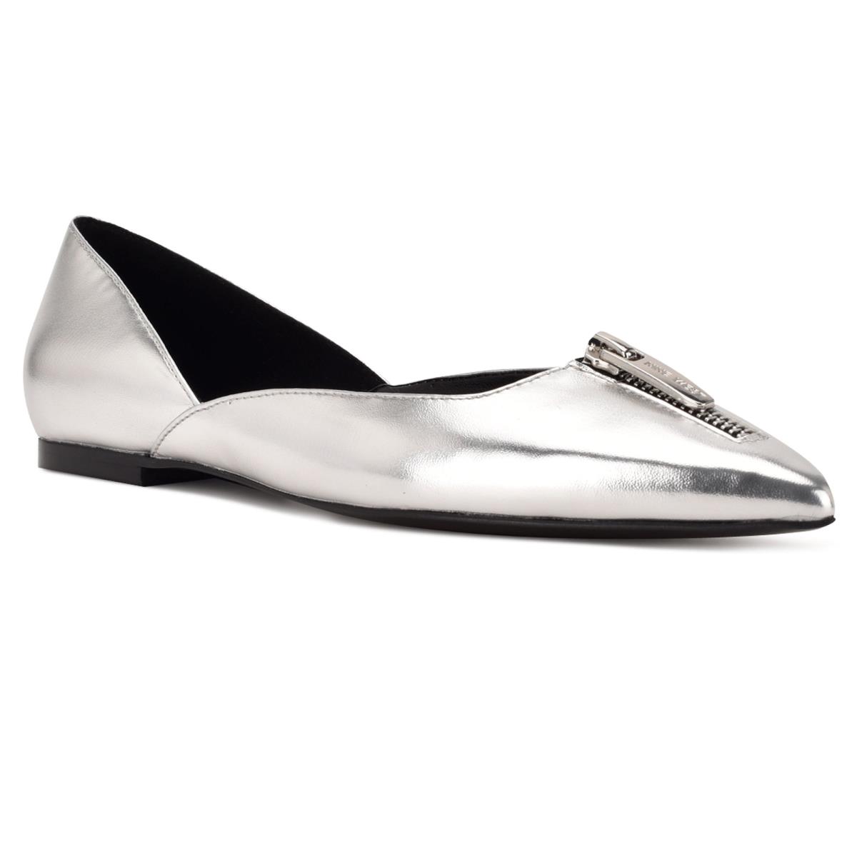 Nine West Brina Pointy Tå Ballerina Dam Silver | 5921BZLWI