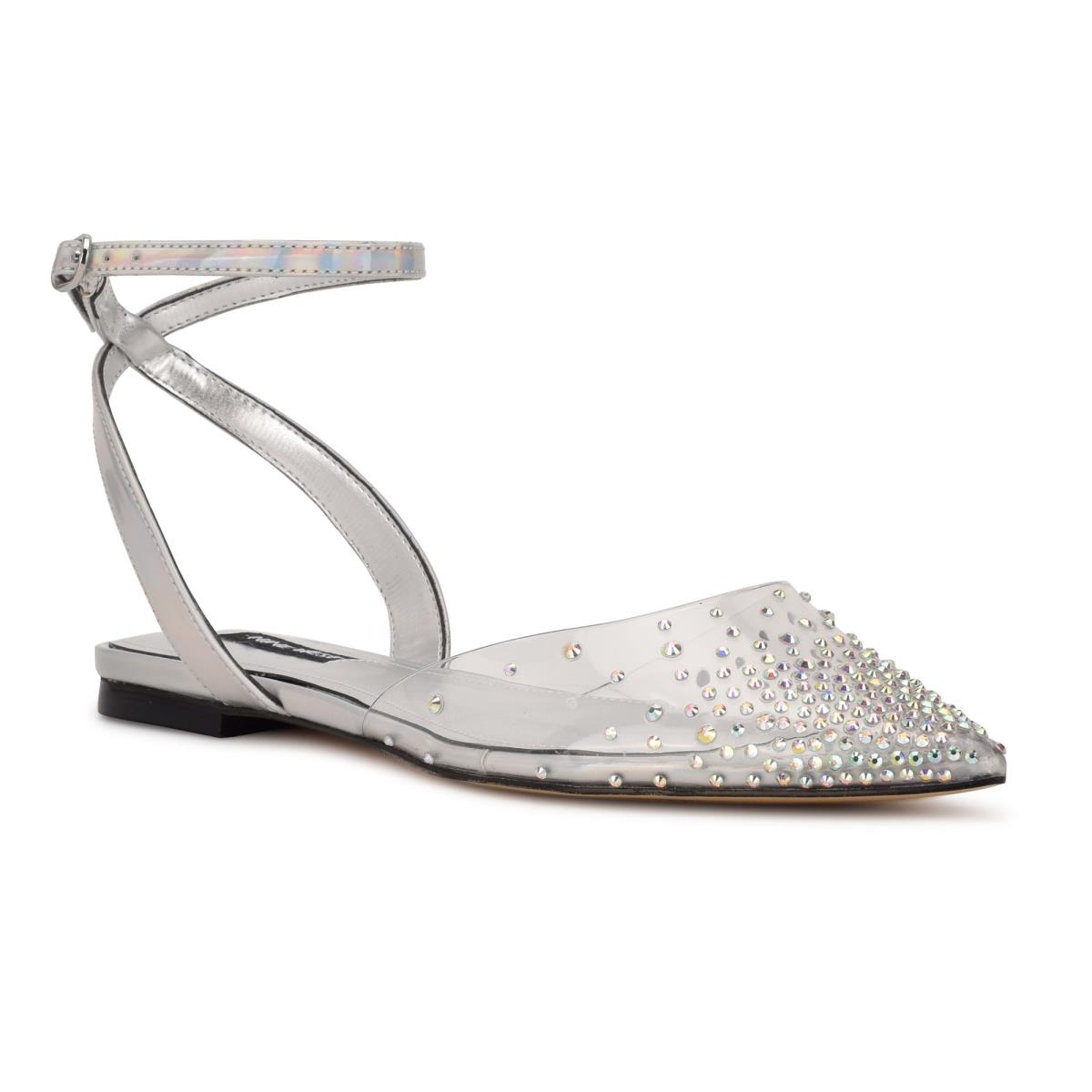 Nine West Briya Pointy Tå Ballerina Dam Silver | 6903SFUCZ