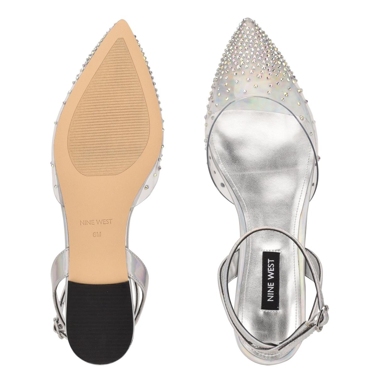 Nine West Briya Pointy Tå Ballerina Dam Silver | 6903SFUCZ