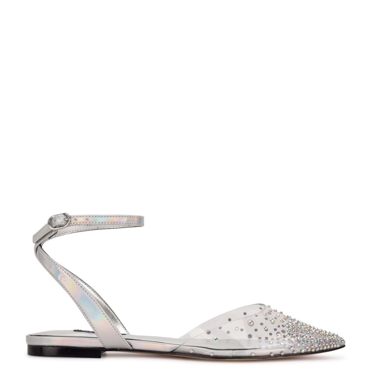 Nine West Briya Pointy Tå Ballerina Dam Silver | 6903SFUCZ