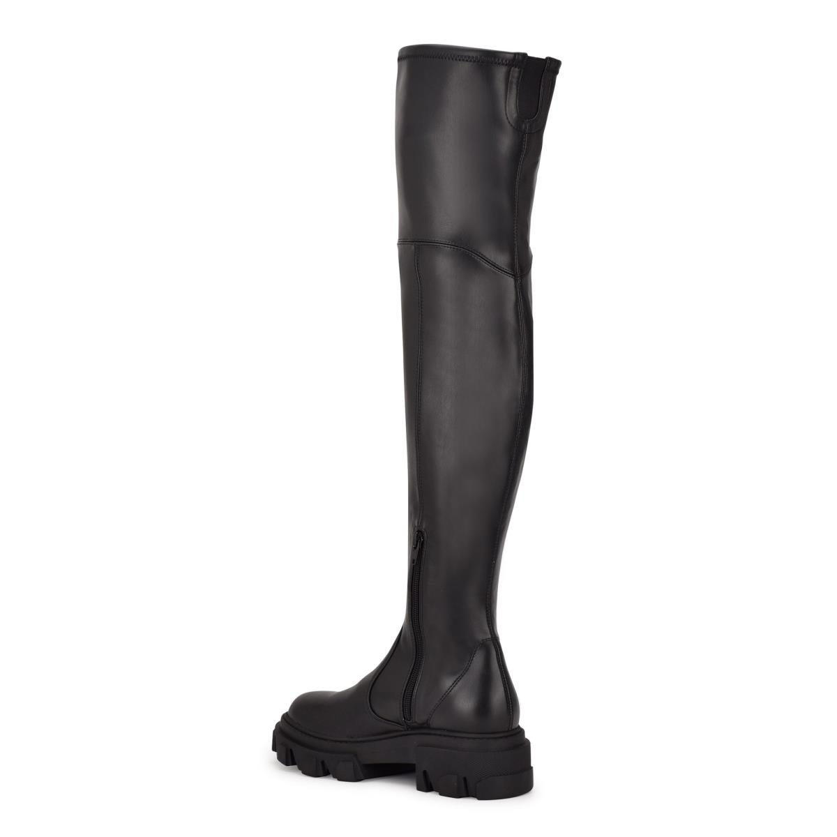 Nine West Cellie Over the Knee Lug Sole Stövlar Dam Svarta | 1572IFLNQ