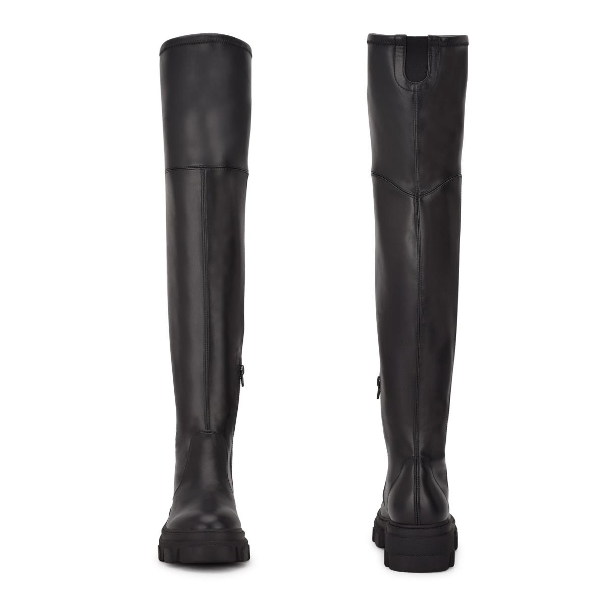 Nine West Cellie Over the Knee Lug Sole Stövlar Dam Svarta | 1572IFLNQ