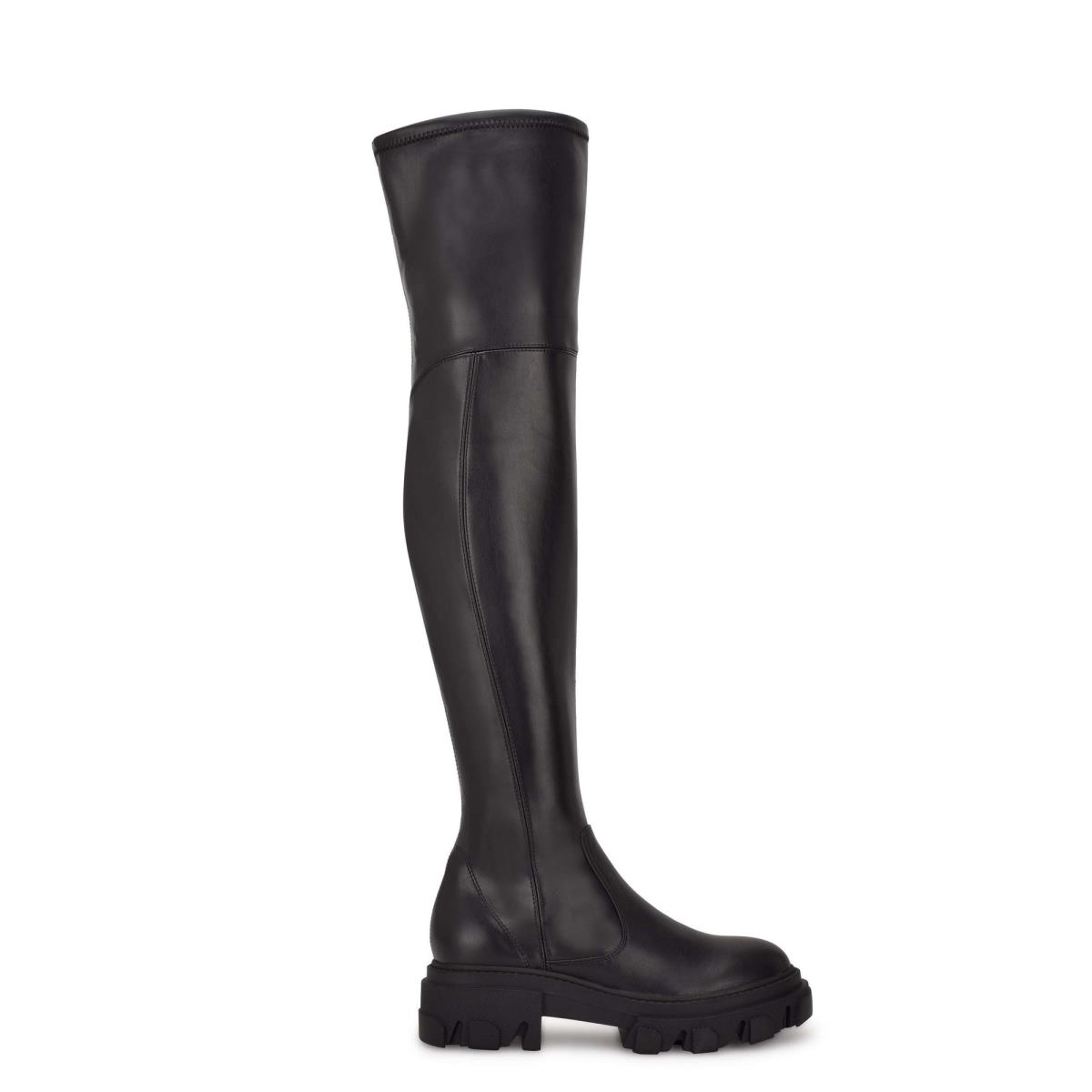 Nine West Cellie Over the Knee Lug Sole Stövlar Dam Svarta | 1572IFLNQ