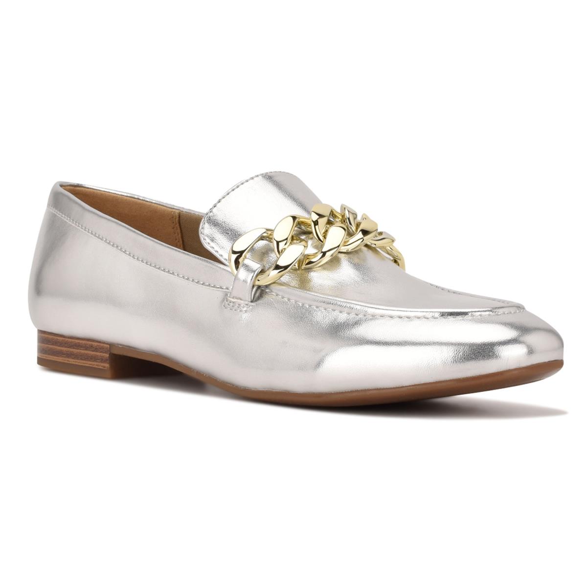 Nine West Chain Slip-On Loafers Dam Silver | 9714ZROMG