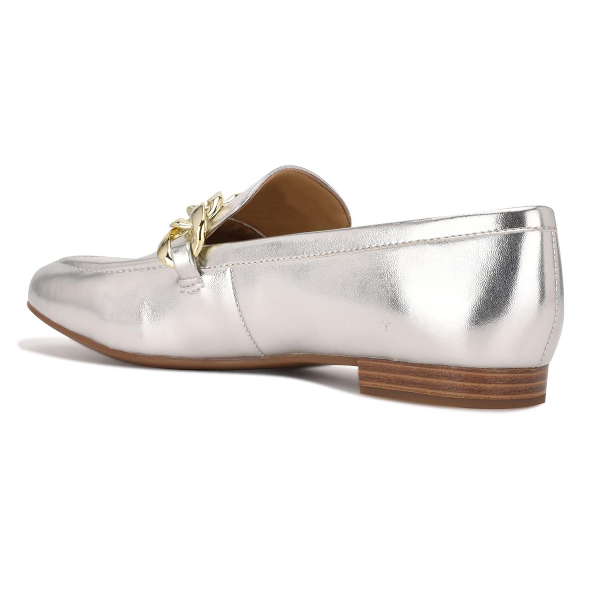 Nine West Chain Slip-On Loafers Dam Silver | 9714ZROMG