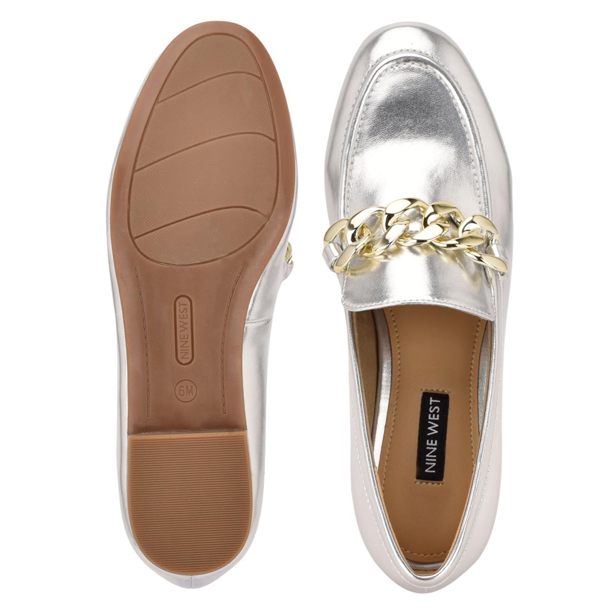 Nine West Chain Slip-On Loafers Dam Silver | 9714ZROMG