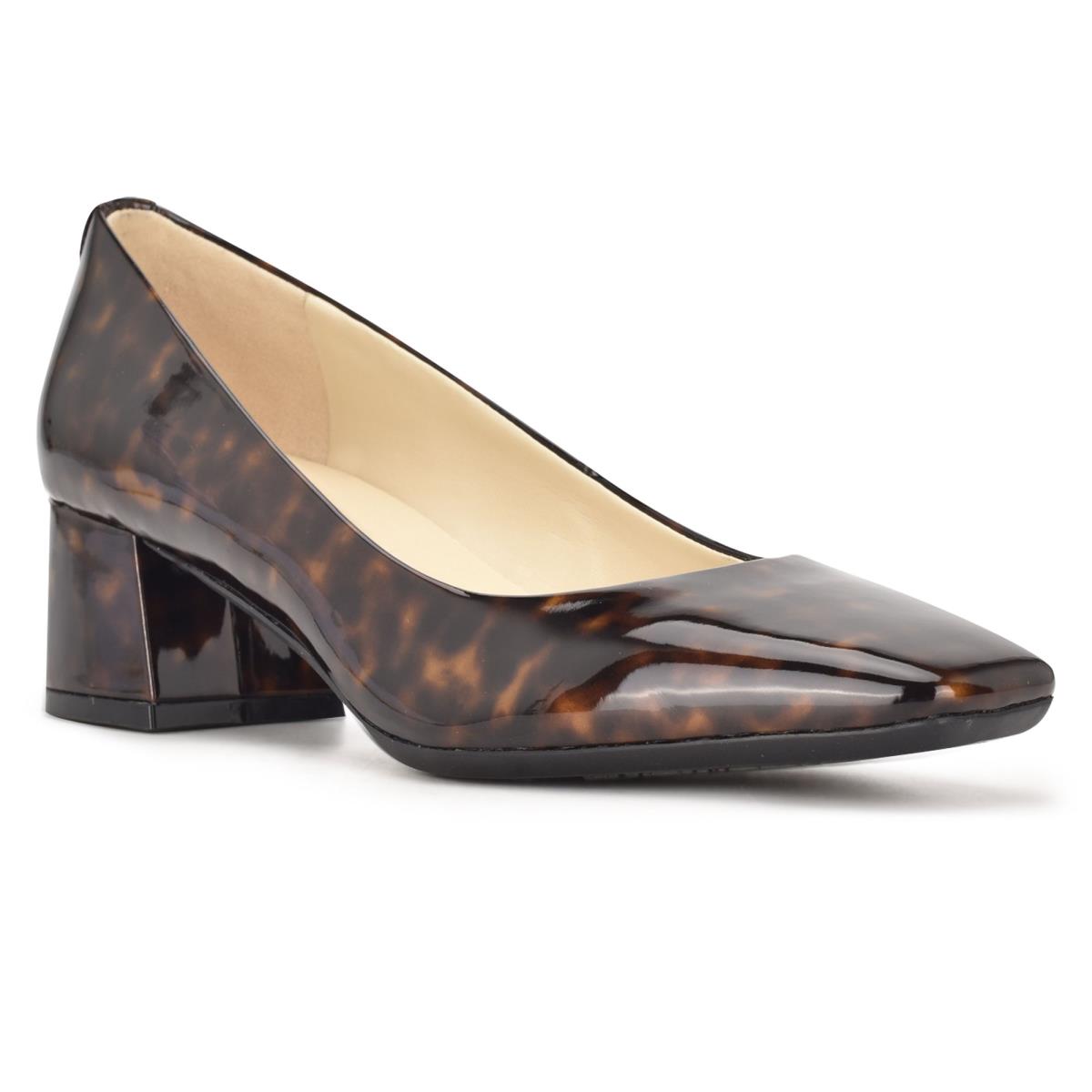 Nine West Cloe 9x9 Block Heel Pumps Dam Kaffe | 4935GIALY