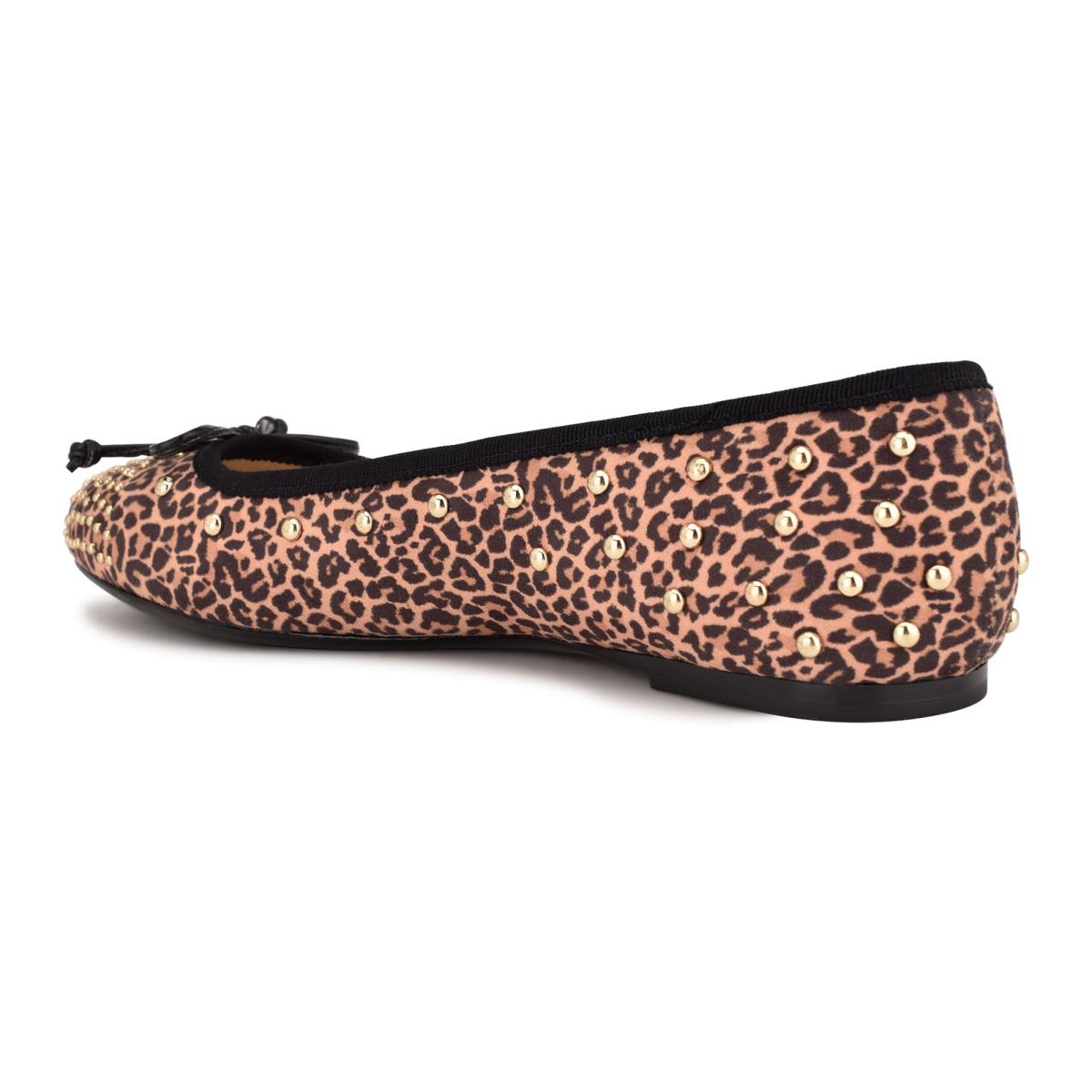 Nine West Curvy Studded Ballet Ballerina Dam Leopard Bruna | 3597TYKCN