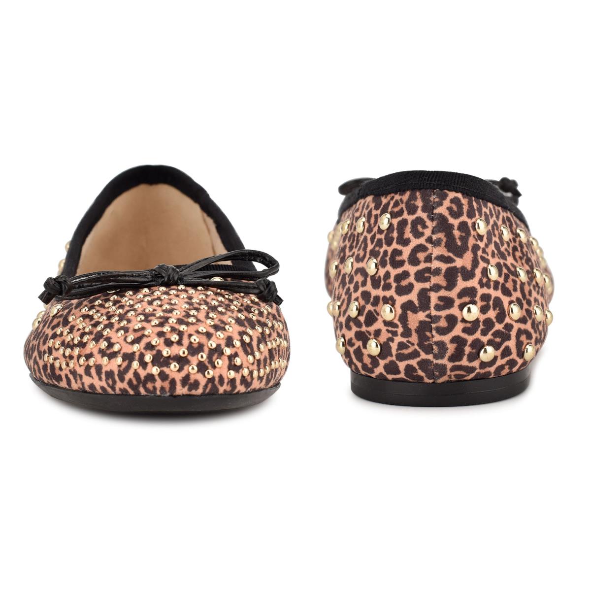 Nine West Curvy Studded Ballet Ballerina Dam Leopard Bruna | 3597TYKCN