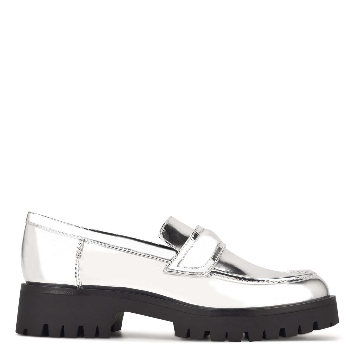 Nine West Garren Lug Sole Loafers Dam Silver | 0342ENXRC