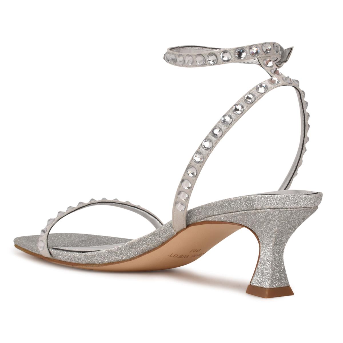 Nine West Giena Ankle Rem Finsandaler Dam Silver | 0852EDIKG