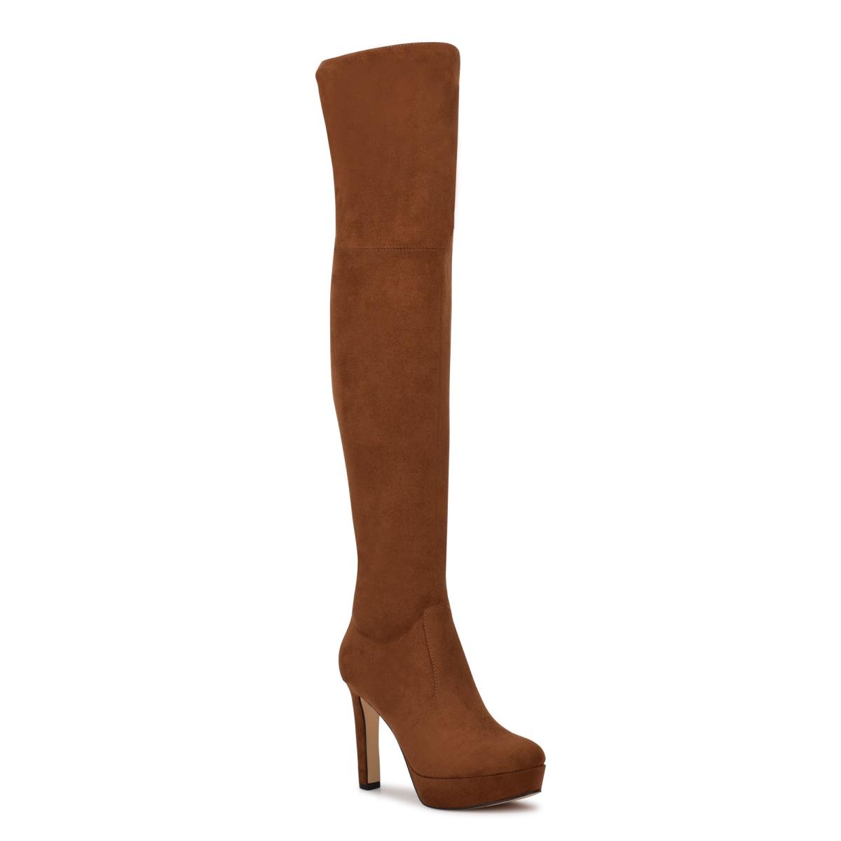 Nine West Gotcha Breda Calf Over the Knee Platåstövlar Dam Bruna | 2174EXBNU