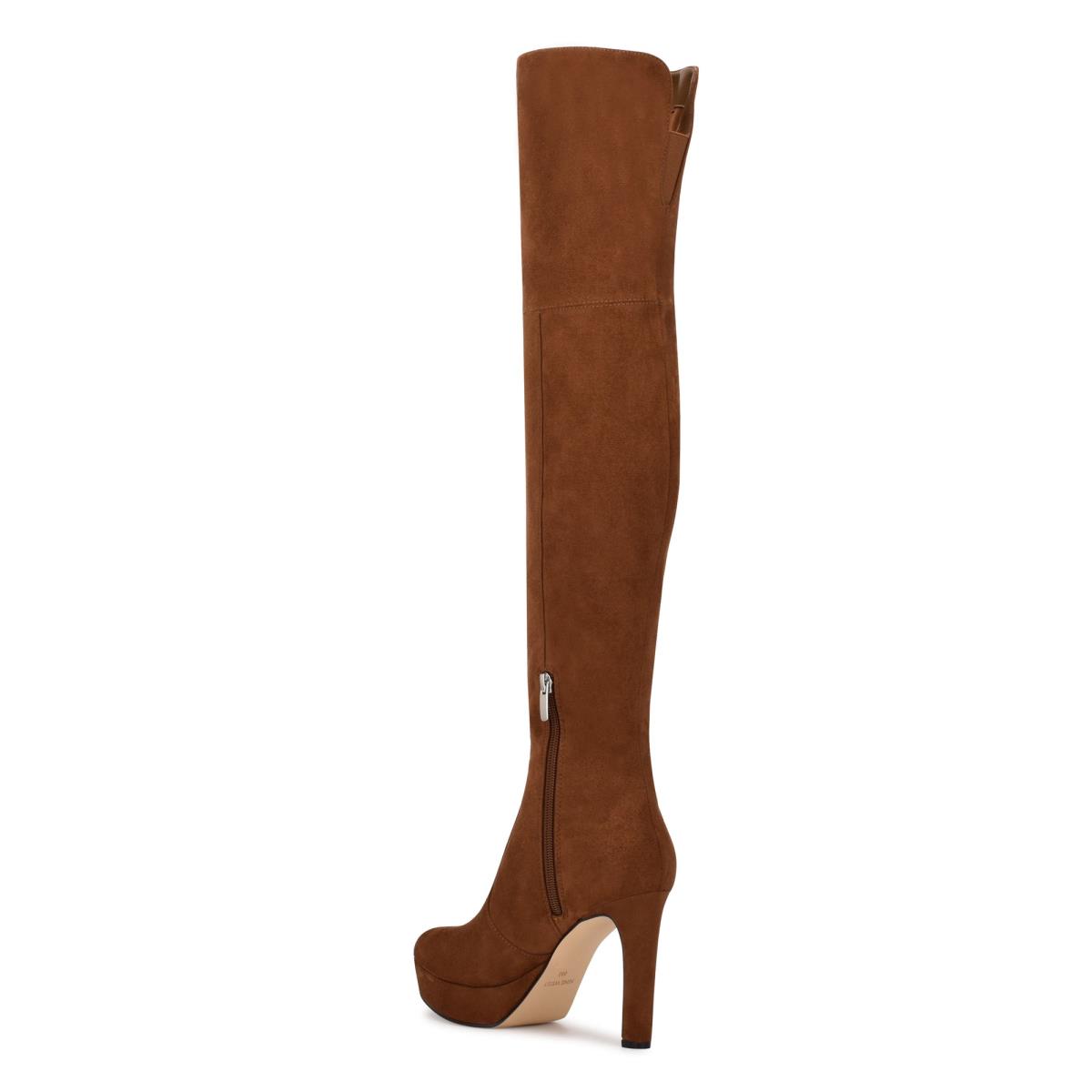 Nine West Gotcha Breda Calf Over the Knee Platåstövlar Dam Bruna | 2174EXBNU