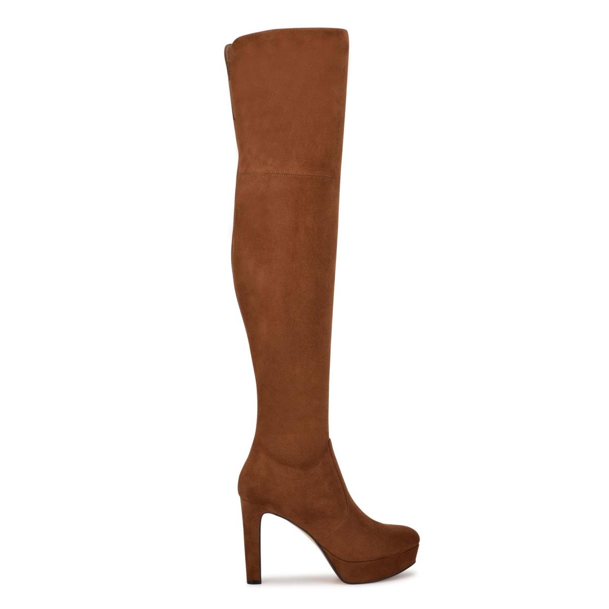 Nine West Gotcha Breda Calf Over the Knee Platåstövlar Dam Bruna | 2174EXBNU