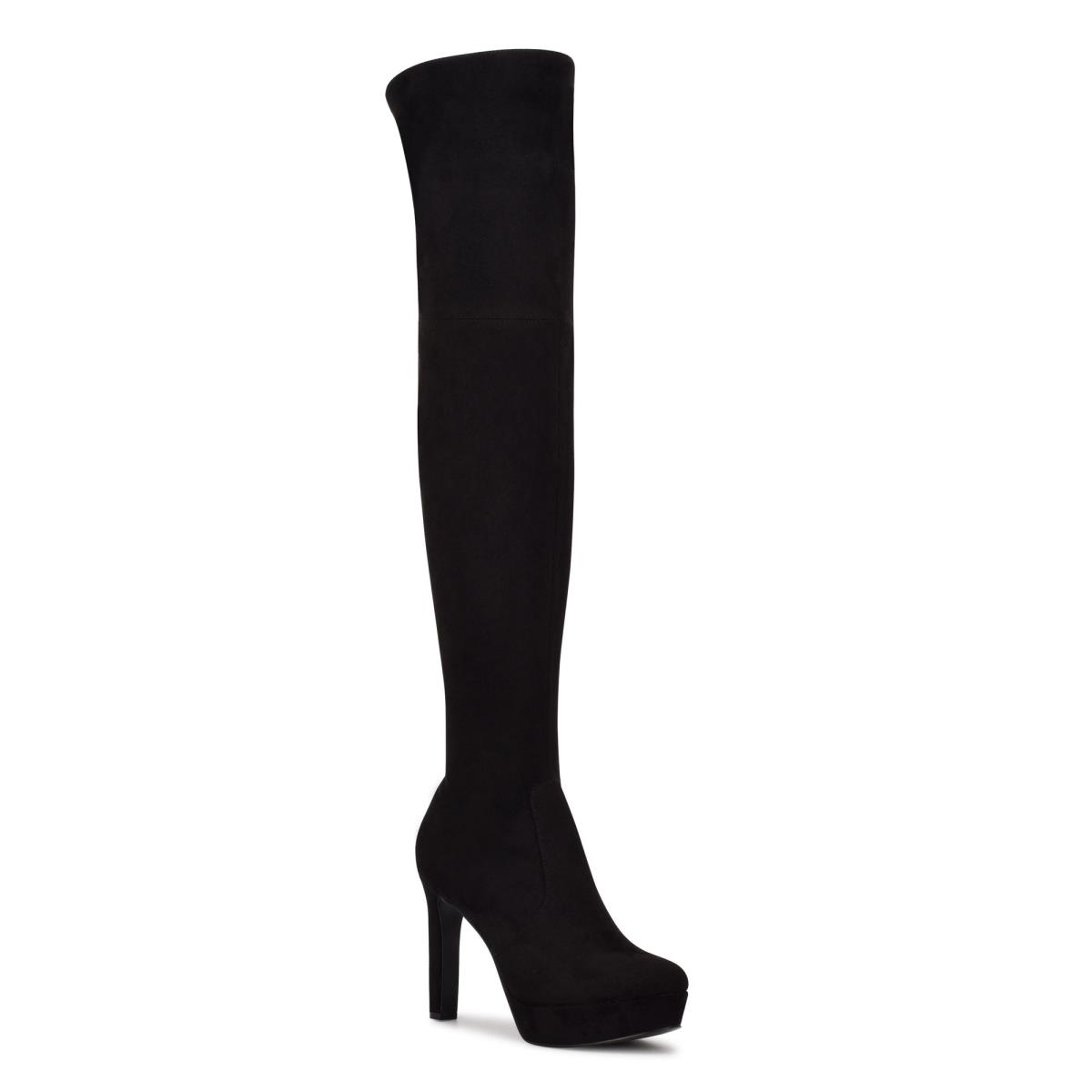 Nine West Gotcha Breda Calf Over the Knee Platåstövlar Dam Svarta | 2475LBKXY