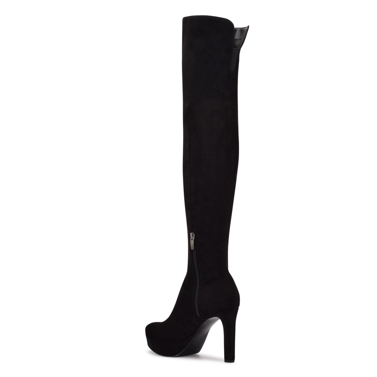 Nine West Gotcha Breda Calf Over the Knee Platåstövlar Dam Svarta | 2475LBKXY