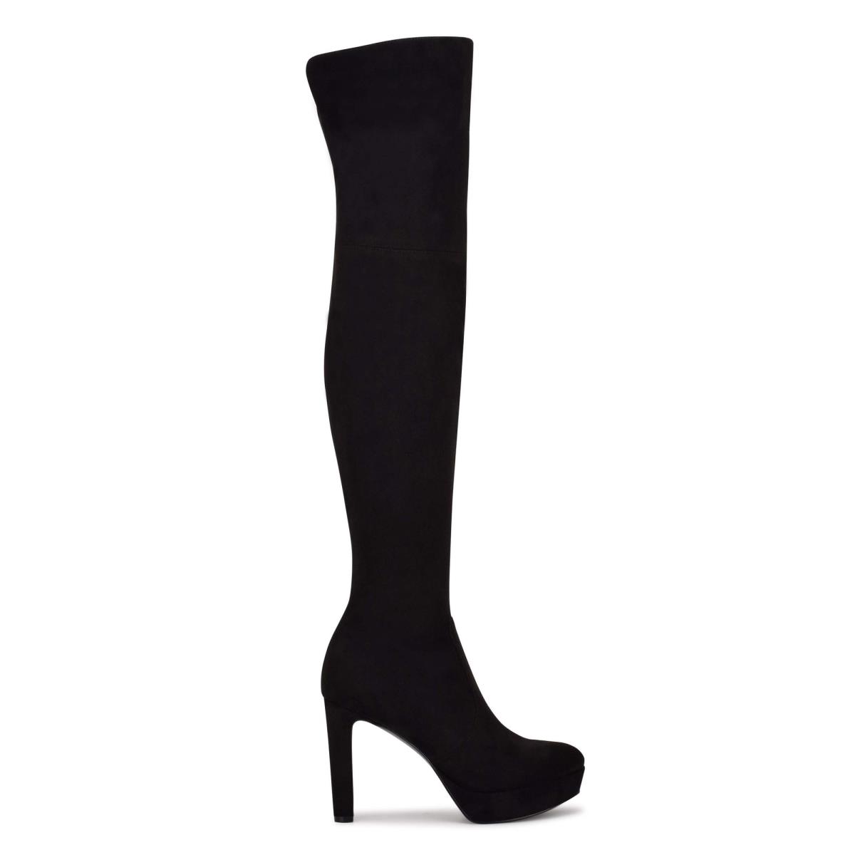 Nine West Gotcha Breda Calf Over the Knee Platåstövlar Dam Svarta | 2475LBKXY