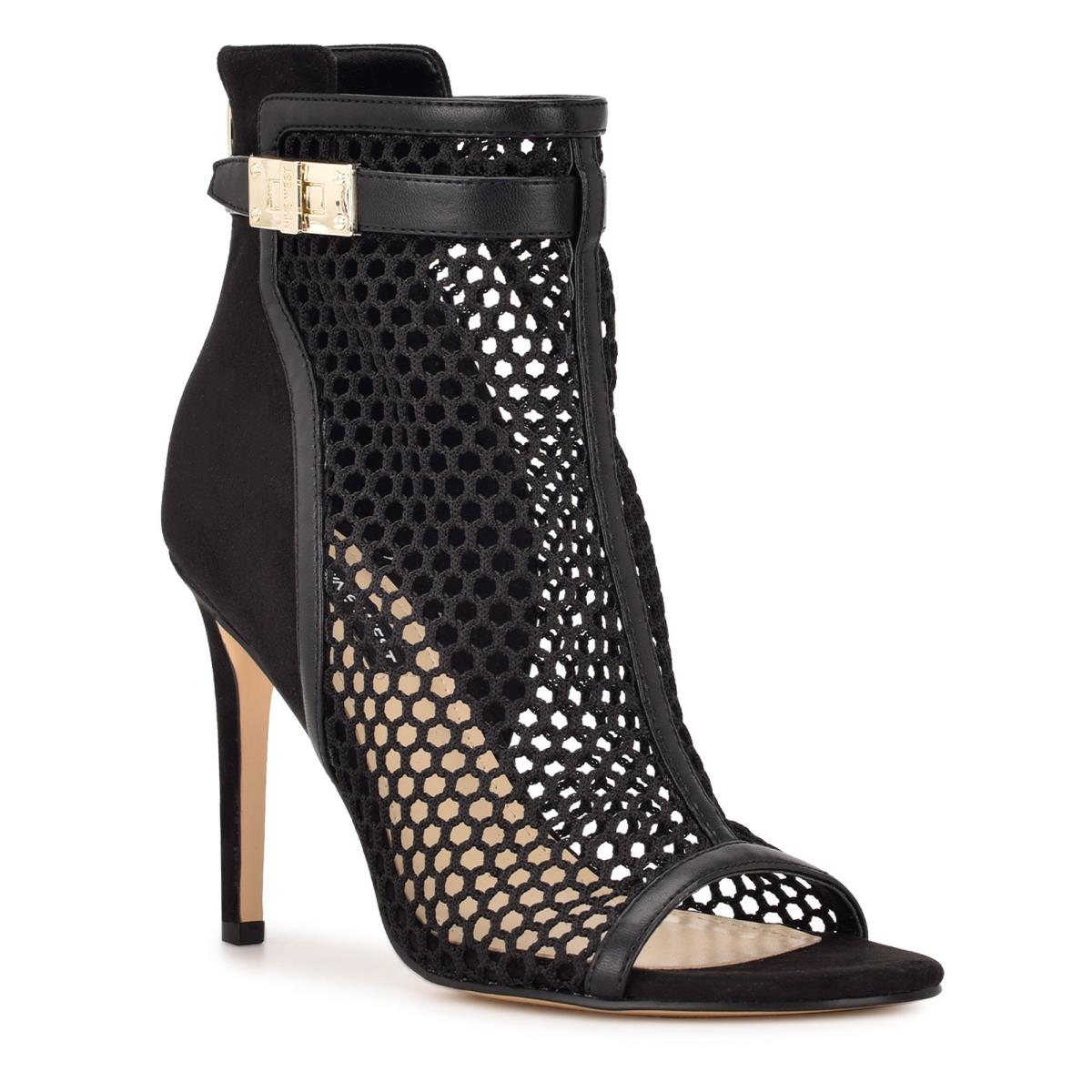 Nine West Ididit Mesh Peep Tå Kängor Dam Svarta | 4321GHYLP