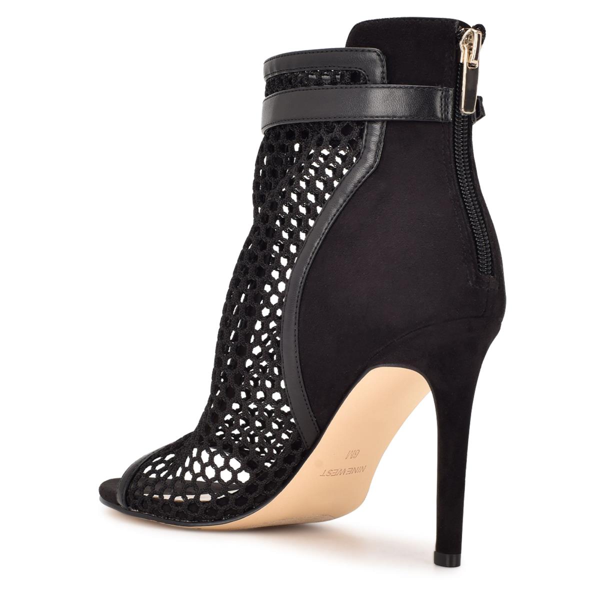 Nine West Ididit Mesh Peep Tå Kängor Dam Svarta | 4321GHYLP