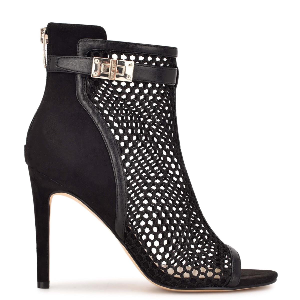 Nine West Ididit Mesh Peep Tå Kängor Dam Svarta | 4321GHYLP