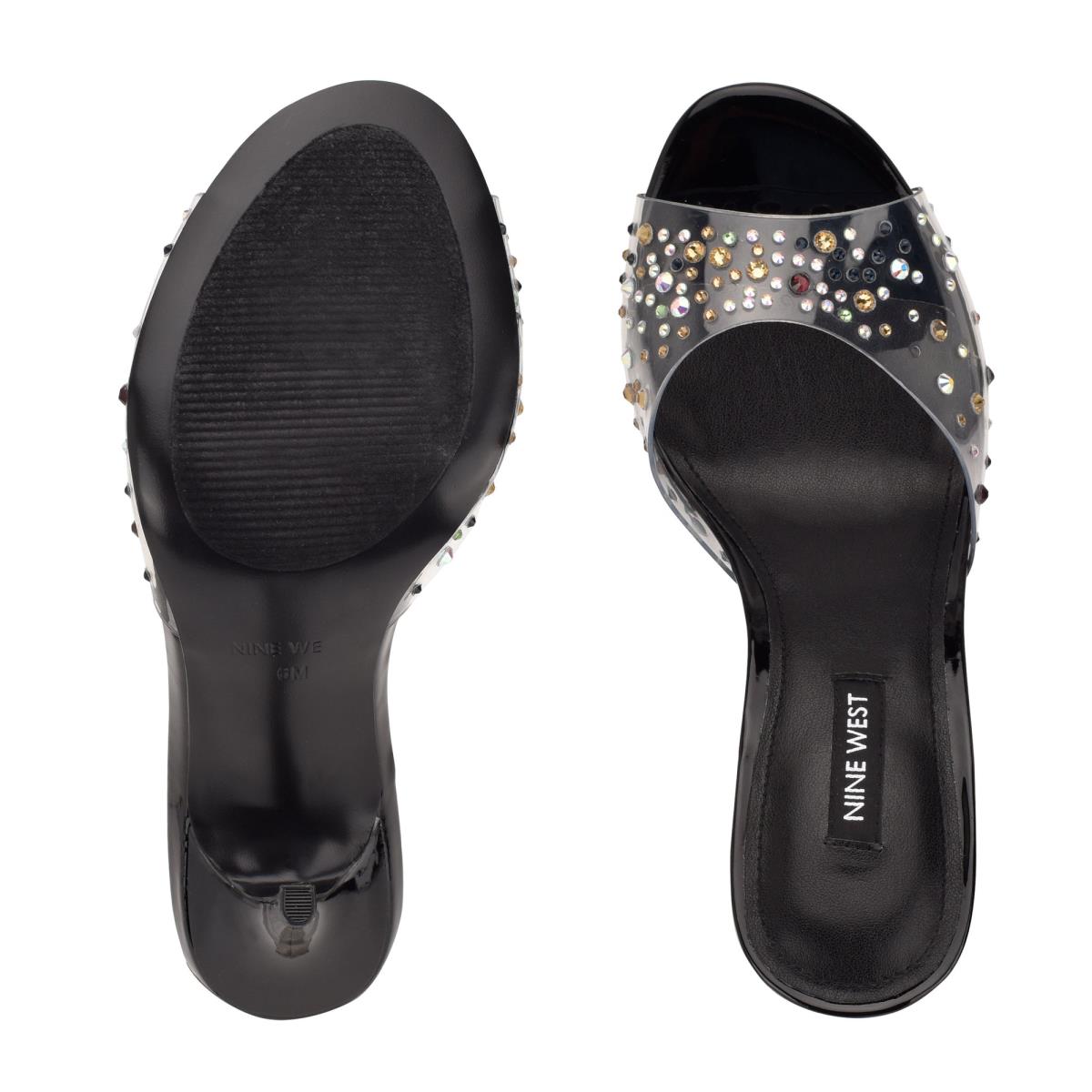 Nine West Ido Rhinestone Klackar Slidesandaler Dam Svarta | 4928VJZKN