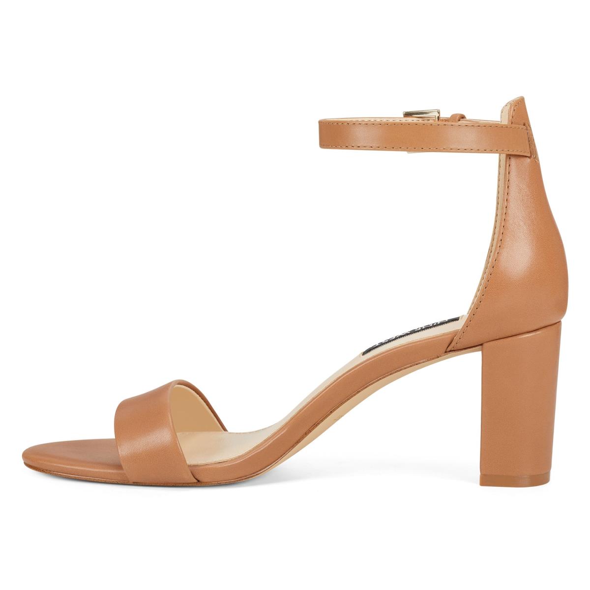 Nine West Pruce Ankle Rem Block Sandaler Klack Dam Beige | 7531IVRAX