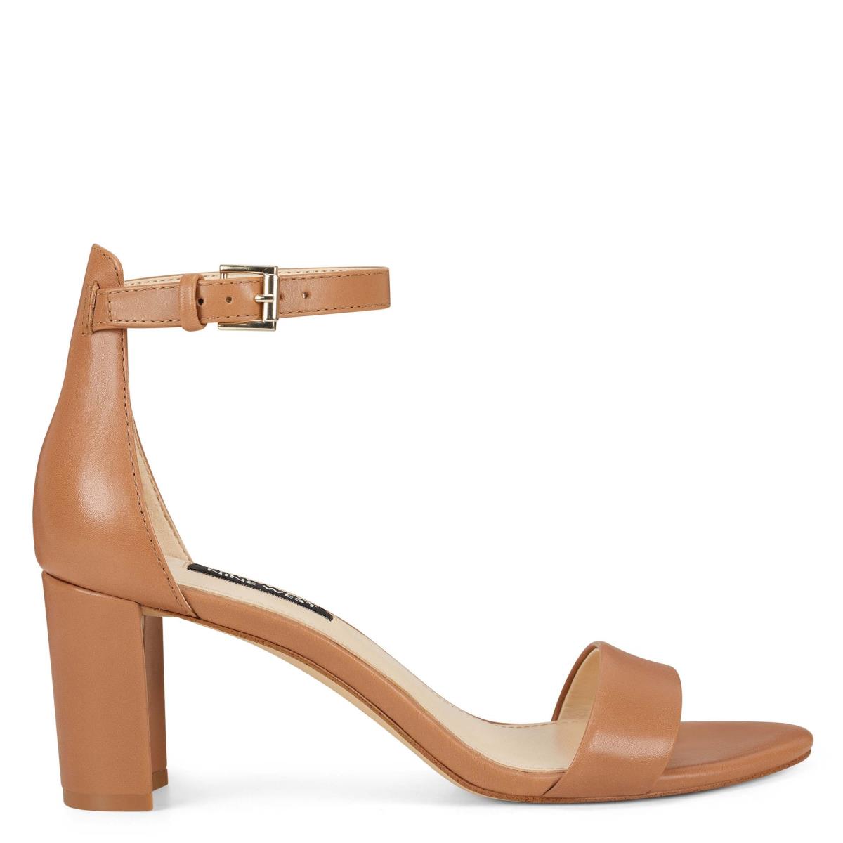 Nine West Pruce Ankle Rem Block Sandaler Klack Dam Beige | 7531IVRAX