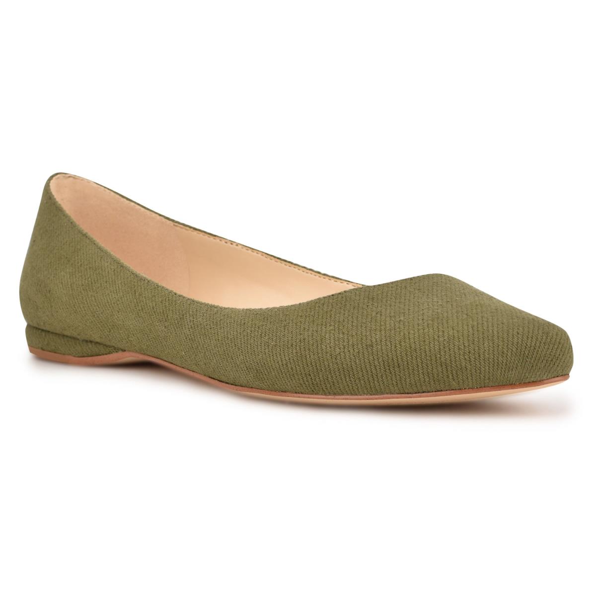 Nine West Speakup Almond Tå Ballerina Dam Olivgröna | 1586BIPOW