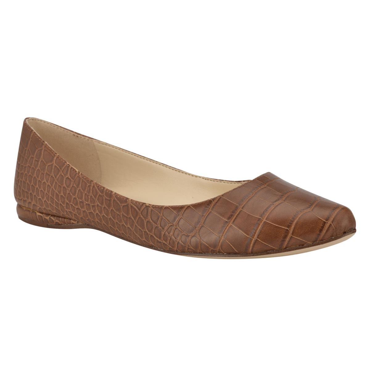 Nine West Speakup Almond Tå Ballerina Dam Bruna Ormskinn | 6514NHZAF