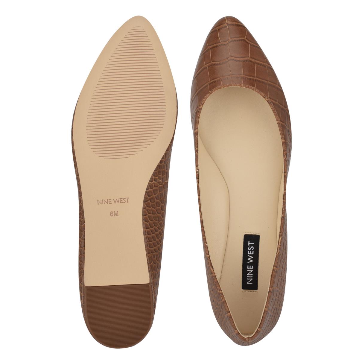 Nine West Speakup Almond Tå Ballerina Dam Bruna Ormskinn | 6514NHZAF