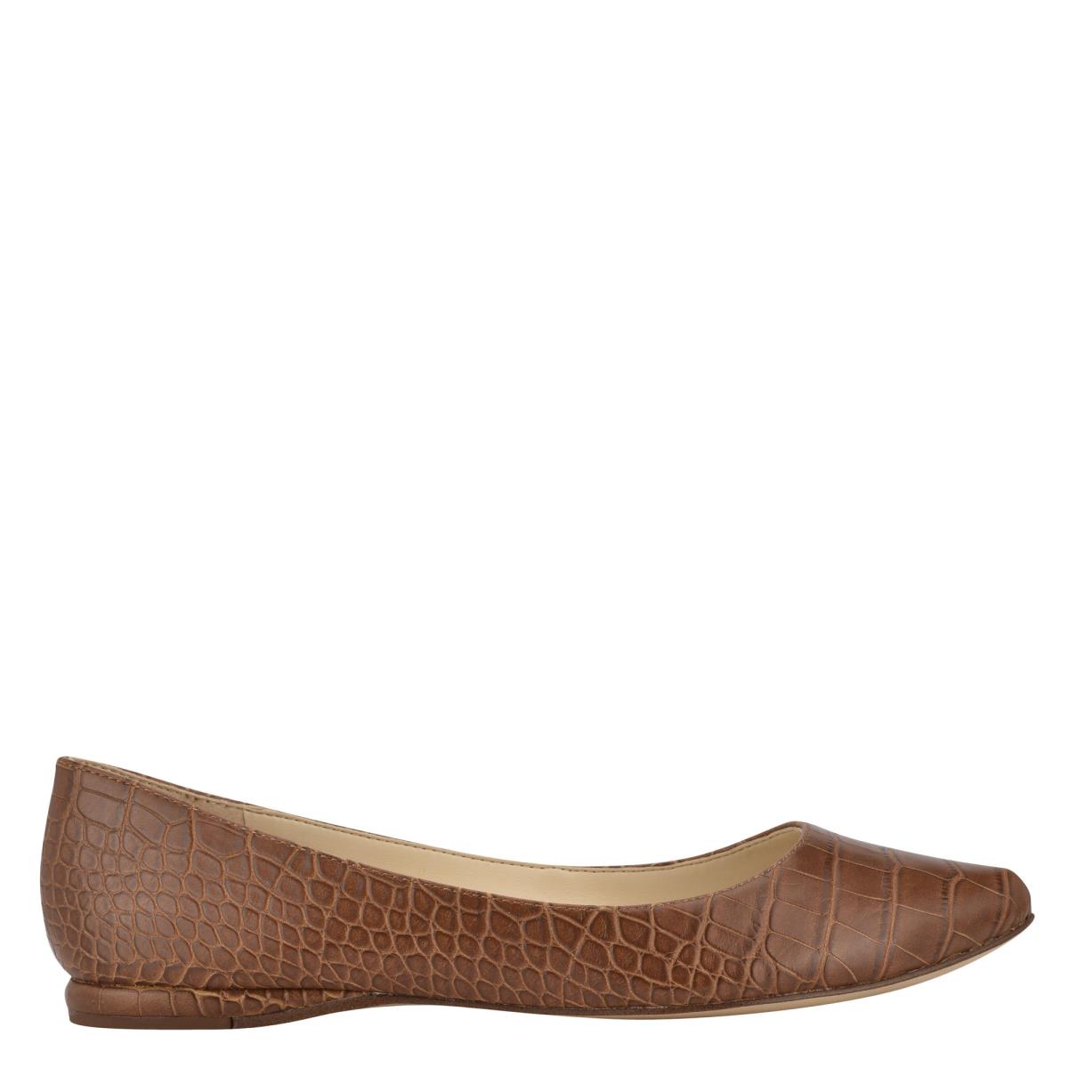 Nine West Speakup Almond Tå Ballerina Dam Bruna Ormskinn | 6514NHZAF