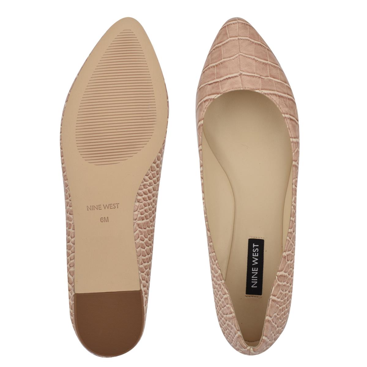 Nine West Speakup Almond Tå Ballerina Dam Rosa Ormskinn | 9421UTVMS