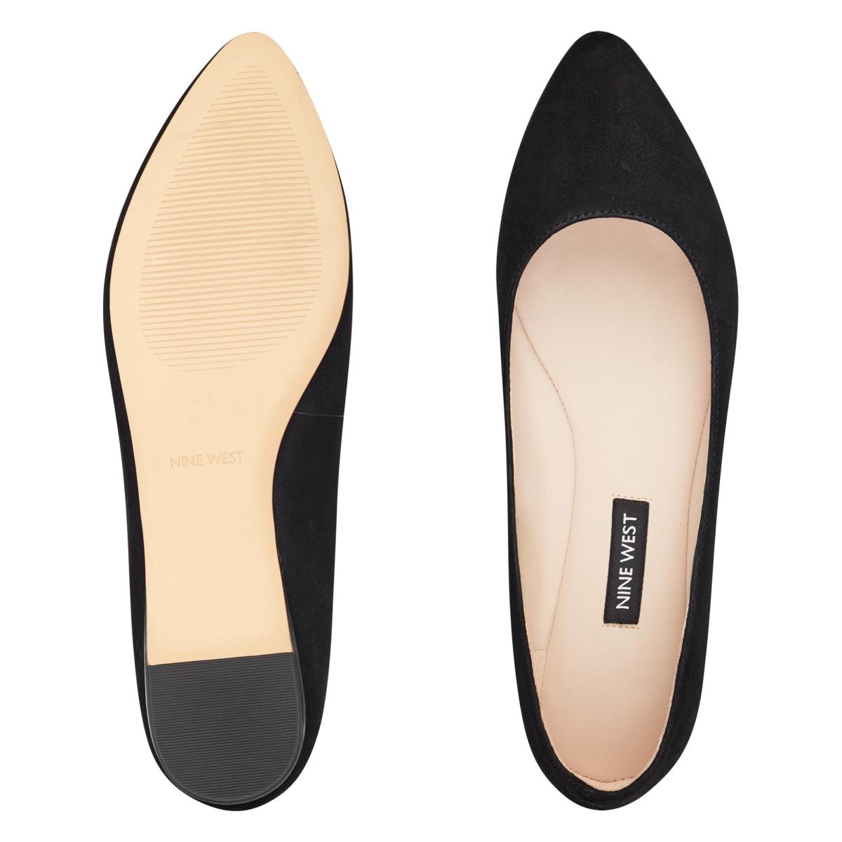 Nine West Speakup Almond Tå Flats Dam Svarta | 6532OHLIC