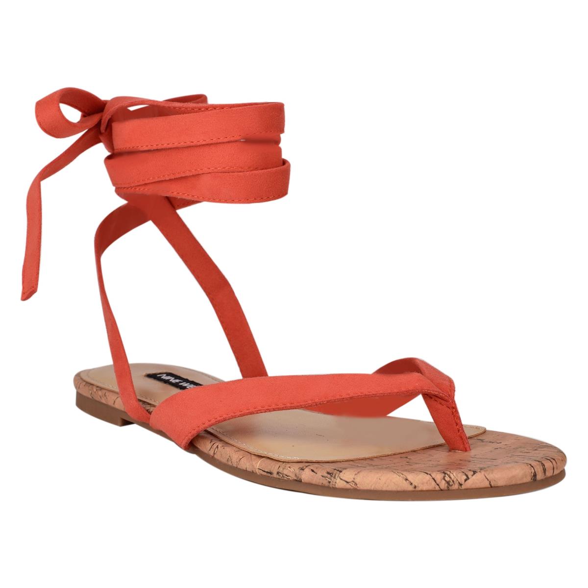 Nine West Tiedup Ankle Wrap Platta Sandaler Dam Röda | 1470RJLAC