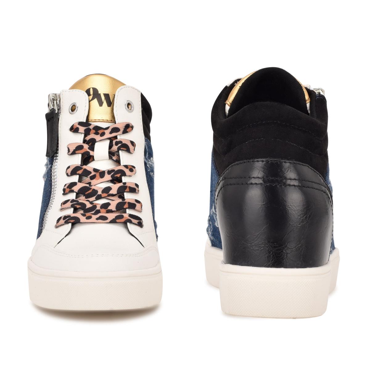 Nine West Tons High Top Hidden Kilklack Sneakers Sneakers Dam Svarta Blå | 4291ZUECX