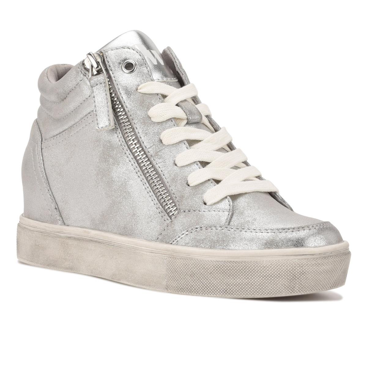 Nine West Tons High Top Hidden Kilklack Sneakers Sneakers Dam Silver | 8413SPODT