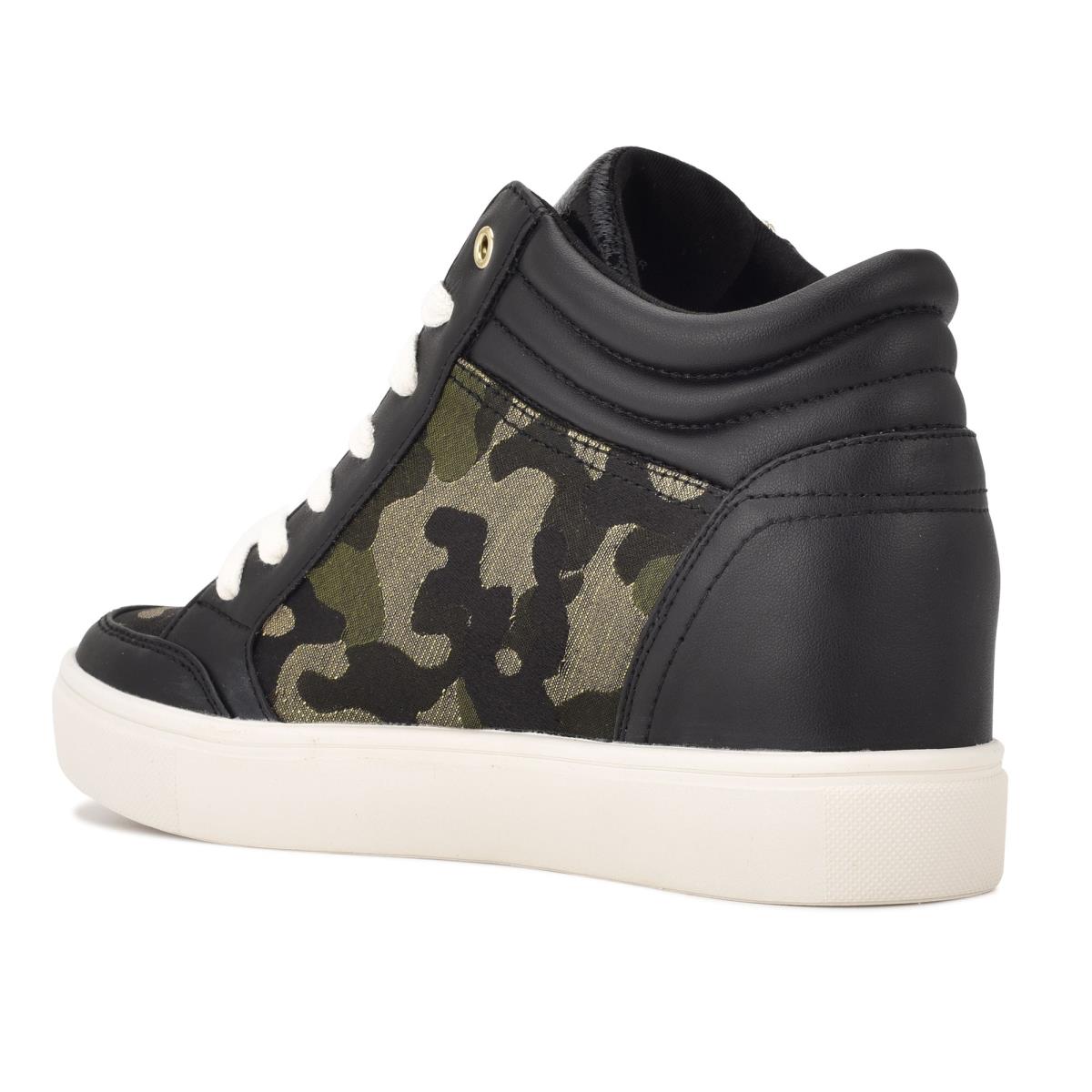 Nine West Tons High Top Hidden Kilklack Sneakers Sneakers Dam Svarta Camo | 9235JQNIZ