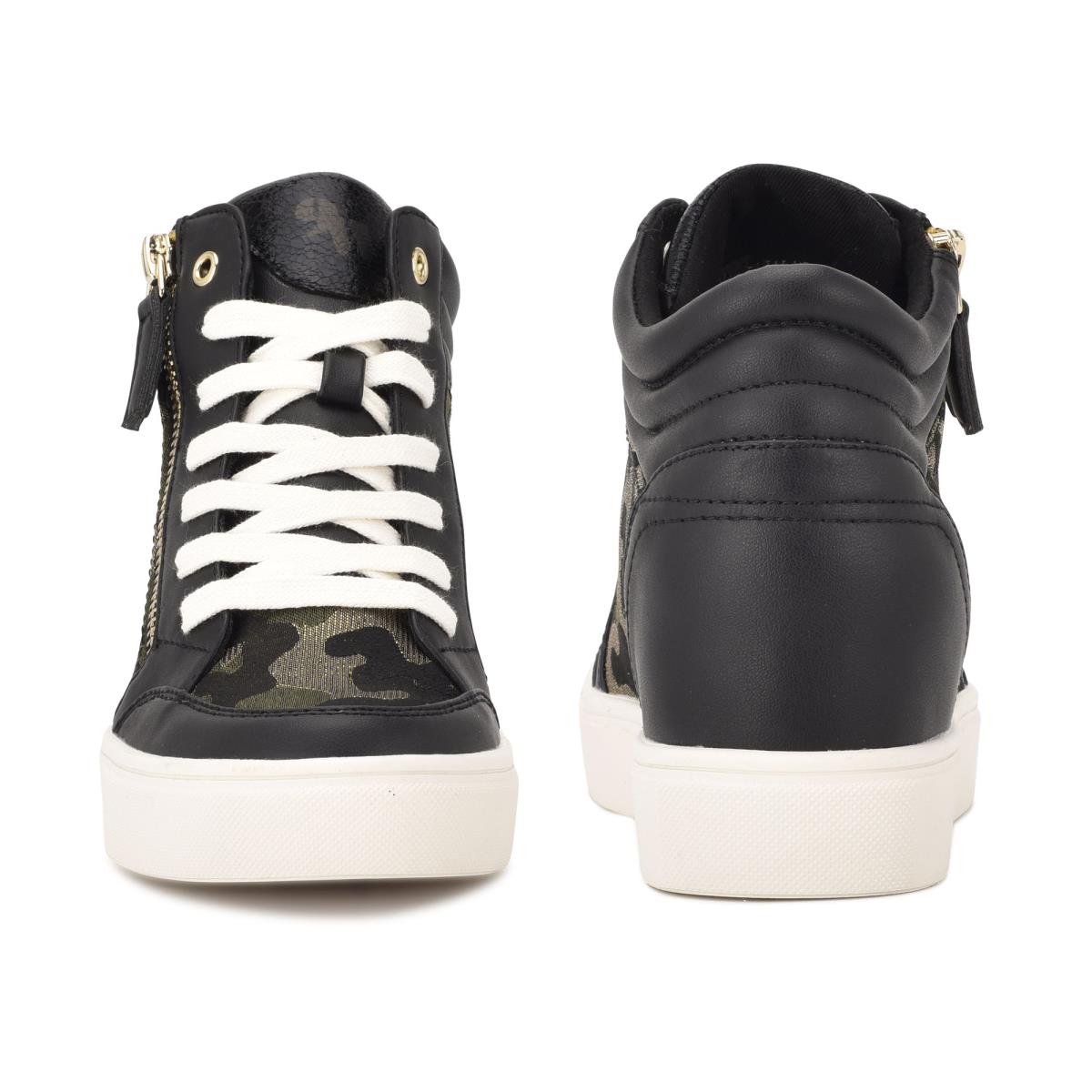 Nine West Tons High Top Hidden Kilklack Sneakers Sneakers Dam Svarta Camo | 9235JQNIZ