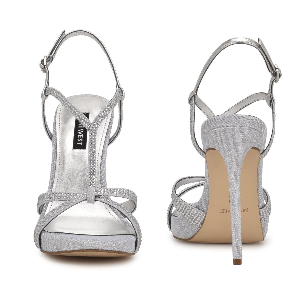 Nine West Ulliy Klackar Finsandaler Dam Silver | 9137ETVCD